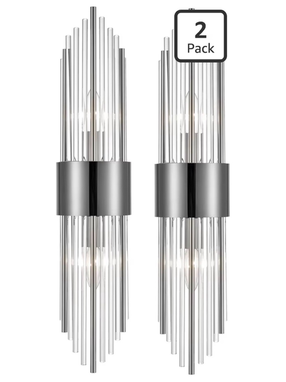 Modern Wall Sconce Set of 2 Black Crystal Vanity Light E12 Bathroom NEW